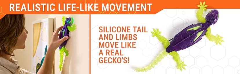 HEX BOTS Glow-in-The-Dark Gecko with Official Wall Climber Technology, Rechargeable Remote Control Robot Kids Toys, Prank Toys for Boys & Girls Ages 4 & Up