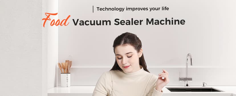 Vacuum Sealer Machine 75KPa Food with 6-in-1 Dry/Moist Modes & Digital Timer, Compact Lightweight Design, Built-in Cutter + 10 Bags (Black Silver)