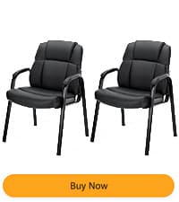 Sweetcrispy Waiting Room Guest Chair, Stationary Office Reception Chairs No Wheel, Comfy Padded Arms and Seld Base, for Conference Room Lobby Home Computer Desk Bedroom Elderly, Deep Black