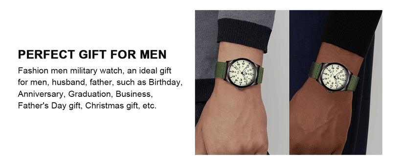 LN LENQIN Mens Watches Unisex Military Sport Nylon Strap Stylish Luminous Fashion Analog Quartz Watch for Men Waterproof Army Tactical Casual Wristwatch