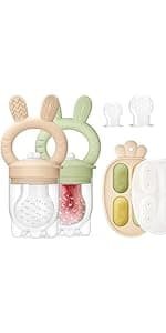 2 Pack Baby Teething Toy Silicone Teething Mitten for Babies Over 3 Months Anti Dropping Wrist Hand Teethers Baby Chew Toys for Sucking Needs, BPA Free (Pink & Caramel)