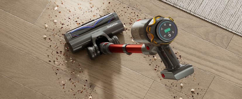 Cordless Vacuum Cleaner, 650W 55KPa 70Mins Vacuum Cleaners for Home, Self-Standing Stick Vacuum with Anti-Tangle Brush & OLED Touch Screen, Vacuum Cleaner for Hardwood Floors,Carpet,Pet Hair,Car (Red)