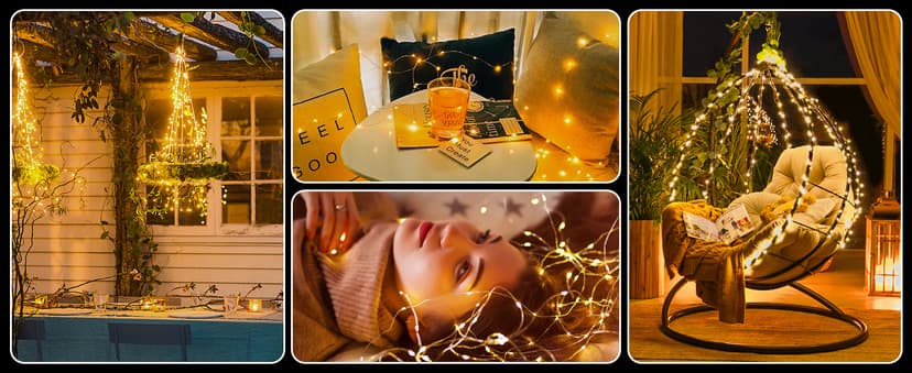 Brightown 12 Pack LED Fairy Lights Battery Operated String Lights - 7ft 20LED Waterproof Silver Wire Firefly Starry Moon Lights for DIY Crafts Wedding Table Centerpieces Party Bedroom Christmas