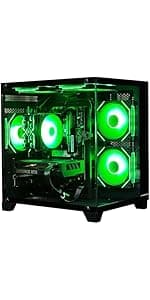 ALCPOK PC Gaming Desktop AMD Ryzen 7 5700G RAM 16G 3200MHz DDR4 1TB M.2 Prebuilt Computer Tower 550W Bronze Power Supply ARGB Air Colling Computer for Office Game