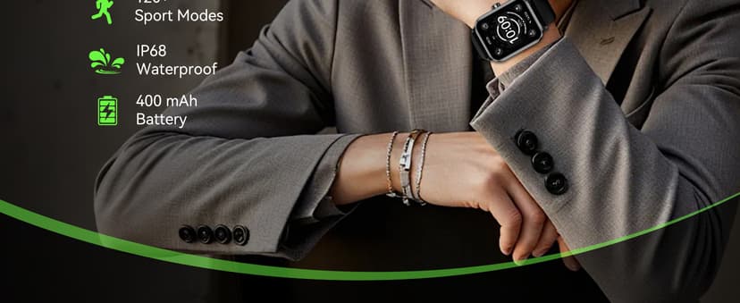 Smart Watch for Men Women, 1.85" HD Fitness Tracker with Bluetooth Calls, 5 ATM Waterproof, 130+ Sport Modes, 24/7 Heart Rate/Sleep Monitor, Pedometer, Calories, Smartwatch for iOS Android (Black)