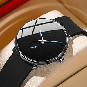 CRRJU Men’s Women Watch Casual Stylish Waterproof Quartz Unisex Wristwatches, Ultra Thin Watches for Men Women, Colorful Silicone Band