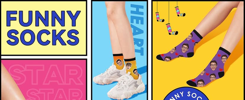 Bemaystar Custom Socks with Photo,Personalized Socks Gifts,Funny Sock Gag Gifts