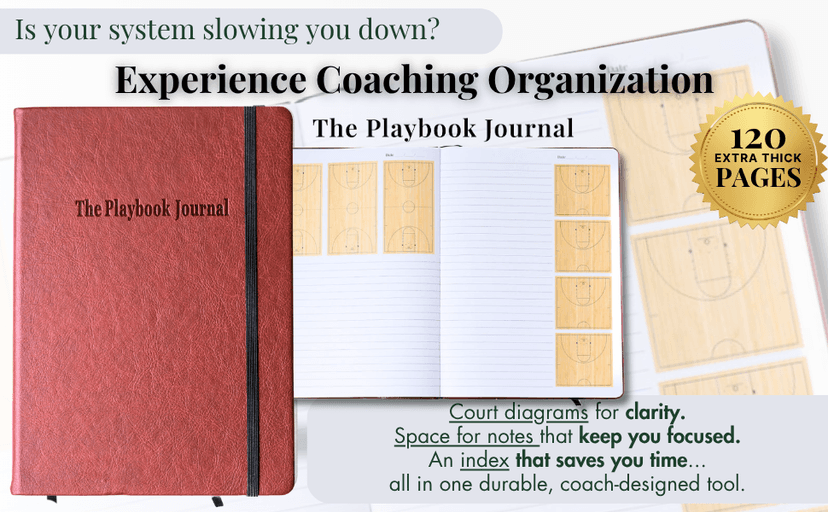 The Playbook Journal - A Basketball Playbook Notebook, Basketball Coach Gifts for Men & Women & Players, Coaching Notebook for Coach Appreciation Gifts