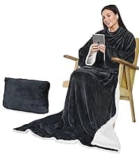 Cozy Sleeve Design for Hands-Free Comfort, Perfect for Reading, TV Time & Relaxing, Christmas & Birthday Gift Catalonia Wearable Blanket with Sleeves for Women & Men, Fleece Wrap Throw B075M2FQYV