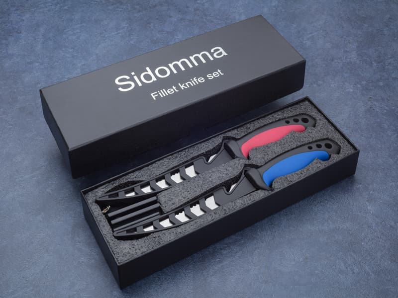 Sidomma 2 pcs Fishing Fillet Knife Set Stainless Steel 6.5 Inch Pro Fish Knife for Filleting, Fishing Gear, Fishing Tool Set, Fishing Sccessories Gifts for Men