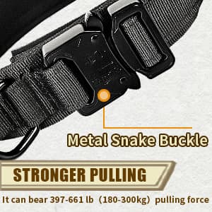 Tactical Dog Collar and Bungee Leash,Military Dog Collar & Leash Set with USA American Flag Adjustable K9 Collar with Heavy Duty Metal Buckle & Handle,with Patches and Airtags Case (L, Black)