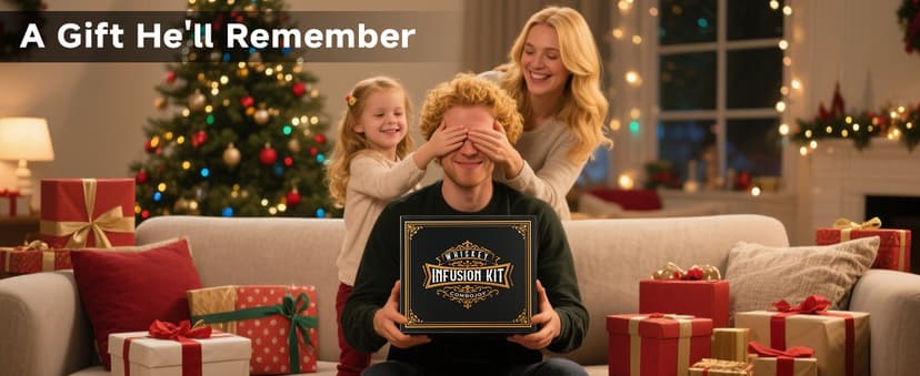 Whiskey Infusion Kit Gifts for Men – 12 Natural Ingredients, Decanter, Infusion Jar, Glass, Ice Mold – DIY Whiskey, Bourbon, Rum & Cocktail Infusion Set for Him, Dad, Husband