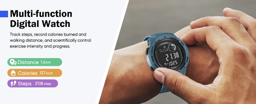 AVTREK AVTREK Tactical Watch with Compass,50M Waterproof Pedometer, Digital Altimeter Watch for Outdoor Hiking/Climbing(Cafe)