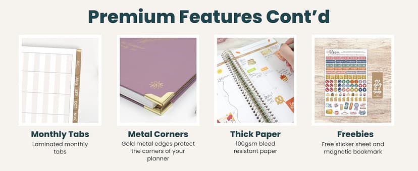 bloom daily planners HARDCOVER 2026 Planner (January to December) - A5 Task Goal Planner for Women - Monthly & Weekly Inspirational Agenda Book - 5.5" x 8.25" - Linen, Green