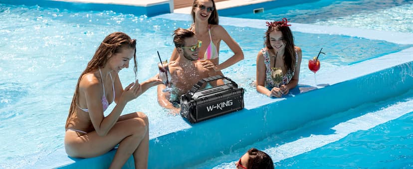 W-KING Bluetooth Speaker, 90W Max Portable Outdoor Speaker Loud, IPX6 Waterproof/50W Deep Bass Subwoofer/40H/EQ/Dual Pairing/TF/AUX, Large Boombox Speakers Bluetooth Wireless for Party/Beach/Jobside
