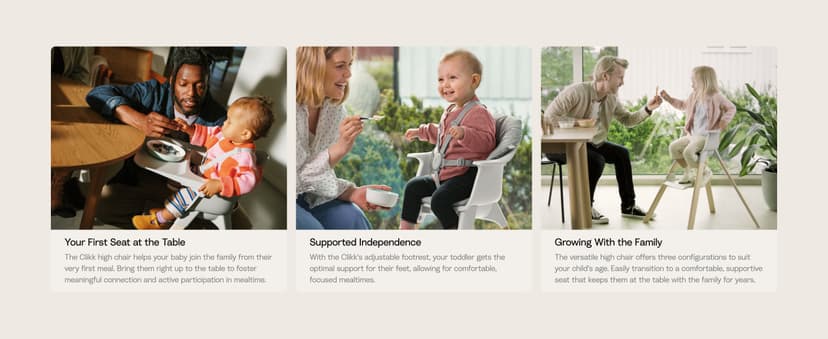 Stokke Clikk High Chair, White - All-in-One High Chair with Tray + Harness - Light, Durable & Travel Friendly - Ergonomic with Adjustable Features - Best for 6-36 Months or Up to 33 lbs