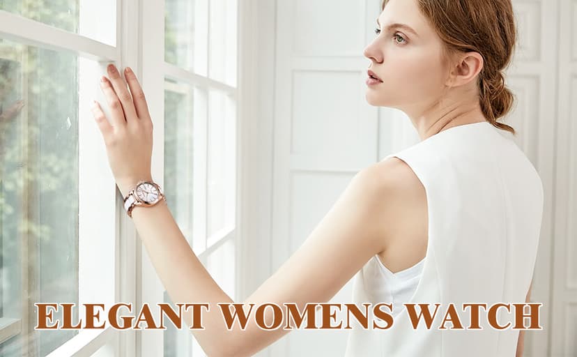 OLEVS Womens Big Face Automatic Watch, Diamond Accented Self Winding Dress Watch for Women, 50M Waterproof Day-Date Sapphire Crystal, Two Tone Stainless Steel Ceramic Band, White/Blue/Green/Red Dial