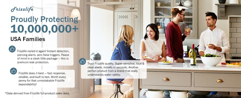 Frizzlife LP365 Smart Water Monitor and Automatic Shutoff - 0.01GPM Ultrasonic Micro Leak Detection, APP Wi-Fi Remote Control, Real-Time Flow/Temp Monitoring, 24/7 Water Usage Reports, 3/4" and 1"