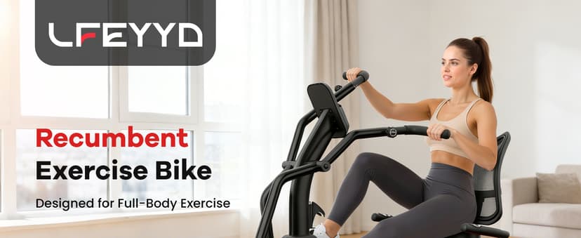 Recumbent Exercise Bike, Stationary Recumbent Exercise Bike for Home with Arm Exerciser, 16-Level Magnetic Resistance, Bluetooth App, LCD Monitor, Heart Rate, Heavy-Duty Frame