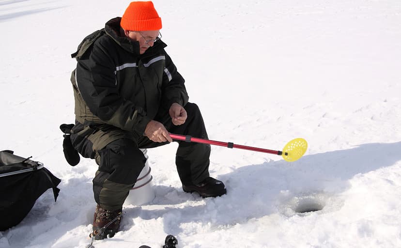 DECOHS Adjustable Ice Fishing Skimmer Scoop-Winter Ice Fishing Scooper with Long Handle-Ice Fishing Gear for Scooping out Ice While Fishing