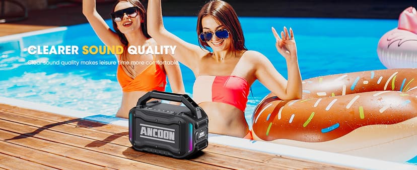 Speakers Bluetooth Wireless: 80W(Peak) Loud Speaker with Bass, 20H Playtime, IPX6 Waterproof, Large Jobsite Speakers for Work, Outdoor, Workshop, Garage, Portable Speaker with TWS (Black)