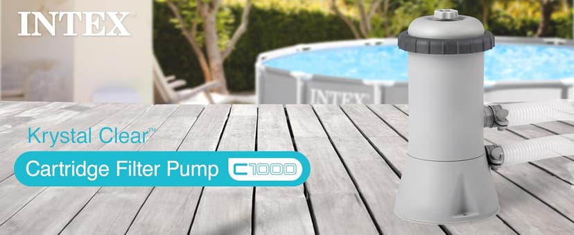 Intex 1000 GPH Easy Set Pool Filter Pump System with GFCI for Above Ground Swimming Pools with Type A & C Filter Cartridge Replacements, (6 Pack)