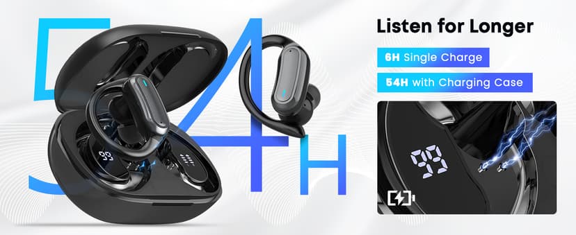 TRAUSI Wireless Earbuds, Bluetooth 5.4 Headphones, True Wireless Stereo Earphones with Noise Cancelling Mic, IPX7 Waterproof, Comfort Fit and Fast Charging Ear Buds (Black)