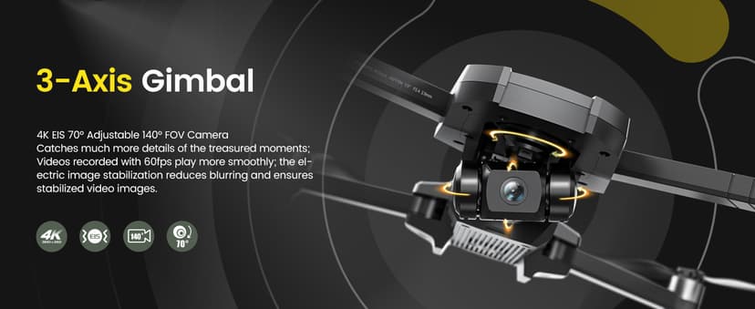 Holy Stone HS720R 3 Axis Gimbal GPS Drones with Camera for Adults 4K EIS; FPV RC Drone, Foldable Quadcopter with 10000 Feet Video Transmission Control Range, Brushless Motor, Follow Me, Auto Return