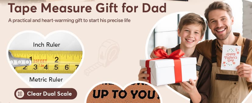 Gifts for Dad Birthday Christmas Dad Gifts from Daughter Son, Xmas New Dad Daddy Father Presents Useful Stuff, Best Dad Ever Gift, Father in Law Gift, Genuine Leather Engraved 25 FT Tape Measure Tools