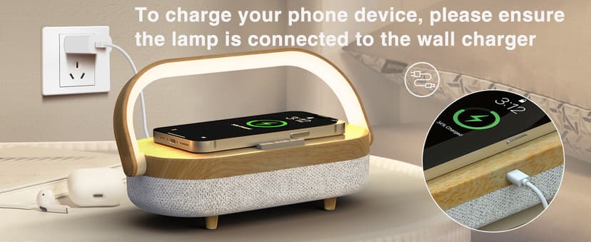 Nightstand Lamp with Wireless Charger,4 in 1 Touch Bedside Lamp Bluetooth Speaker,Portable Dimmable LED Night Light,Corporate Gifts Premium for Employees Clients,Birthday Gifts Women Wife Friend B0FJ1H1KCY