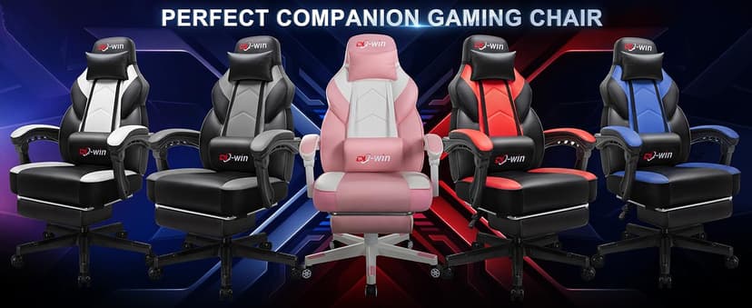 DL-win Gaming Chairs for Adults, Computer Chair with Footrest and High Back, Big and Tall Gamer Chair's with Massage Lumbar Support, 360° Swivel Height Adjustable Gaming Chair, Grey