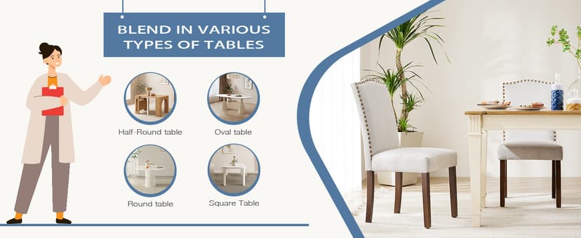 DUMOS Dining Chairs Set of 4, Modern Kitchen Table Chairs with Wooden Legs and Padded Seat for Dining Room/Kitchen/Living Room/Restaurant, Beige