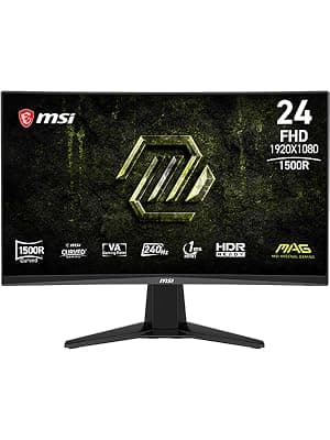 msi MAG 245C X24 24-inch 1920 x 1080 (FHD) Gaming Monitor, 240Hz, FreeSync Premium, HDR Ready, HDMI, VGA Port, VESA Mountable, Tilt, 4-Side Slim Bezel, 1ms, Black