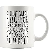 Panvola Best Neighbor Ever Farewell Gifts for Neighbors Moving Away Housewarming Goodbye Welcome Appreciation New Neighborhood Novelty Drinkware Ceramic Mug (11 oz, White)
