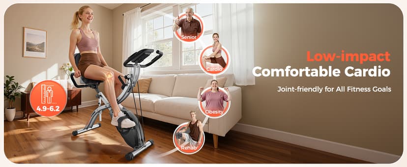 YOSUDA Folding Exercise Bike - Foldable Stationary Bike for Home Gym Workout