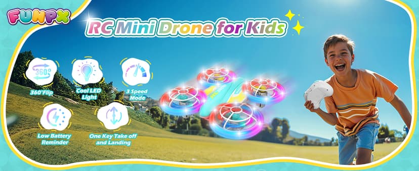 LED RC Drone for Kids 6+, Christmas Birthday Gift for Boys & Girls with Remote Batteries, 360° Flip, High Speed Mode, 45 Min Flight Indoor and Outdoor Flying Toy - Blue Yellow