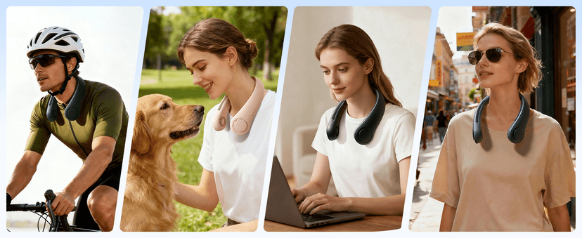 Battery Operated Wearable Personal Fan, Twistable, Rechargeable Travel Essentials, Gifts for Women Men-Dark Green JISULIFE Portable Neck Fan, Hands Free Bladeless Fan, 5 Speeds, 4000 mAh B08911JGGW