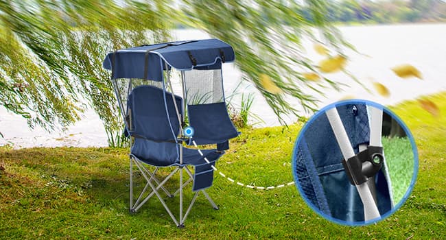 Docusvect Beach Chair with Canopy Shade, Folding Camping Chair with Canopy with Cup Holder, Side Pocket for Camp, Beach, Tailgates, Fishing - Support 330 LBS
