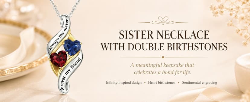 Engraved with "Always My Sisters Forever My Friend". Ideal Christmas, Birthday, Anniversary Jewelry Gifts for Sister. CRMAD Sister Necklace with Double Birthstone Jewelry Gifts for Women B0GGYWRP7M