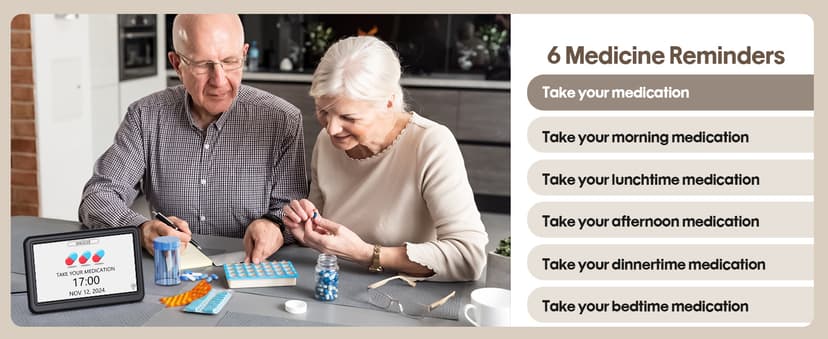 Clock with Day and Date for Elderly, 7" Large Display Digital Calendar Day Clock with 20 Custom Alarms and Medicine Reminders, 12 Display Modes, Dimmable Dementia Alzheimers Clocks for Seniors