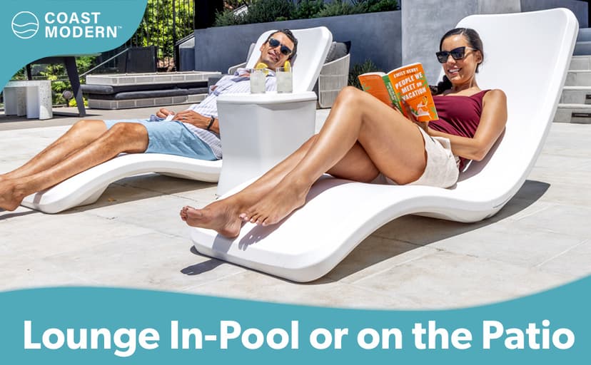 GoSports Coast Modern in Pool Lounge Chair - Waterproof & Weighted Chaise Lounger - Outdoor Pool Furniture for Patio or in Baja Shelf
