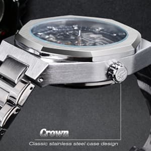 FORSINING Vintage Watch for Men Engraved Automatic Self-Wind Mechanical Big Dial Luminous Moon Phase Golden Hollow Tattoo Pattern Wrist Watches, Mechanical