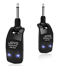 JOYO 5.8GHz Wireless Guitar System Wireless Guitar Transmitter Receiver Rechargeable Audio with 4 Signal Channels for Electric Guitar Bass 20M (JW-02S)