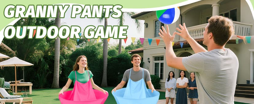 Granny Pants Yard Game Granny Pants Game with Strap Giant Yard Pant Toss Game Outdoor Party Game Granny Pants Outdoor Game with Bouncy Balls and Pump for Family Reunion Day Backyard Gatherings