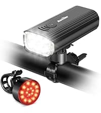 Ascher Ultra Bright USB Rechargeable Bike Light Set, Powerful Bicycle Front Headlight and Back Taillight, 4 Light Modes, Easy to Install for Men Women Kids Road Mountain Cycling B07FC9NRRR