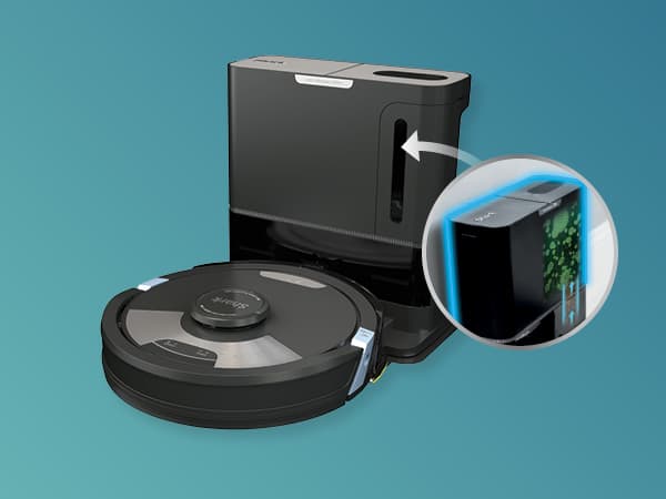 Shark Matrix Plus 2in1 Robot Vacuum & Mop with Sonic Mopping, Matrix Clean, Home Mapping, HEPA Bagless Self Empty Base, CleanEdge, for Pet Hair, Wifi, Black/Silver (RV2610WA)