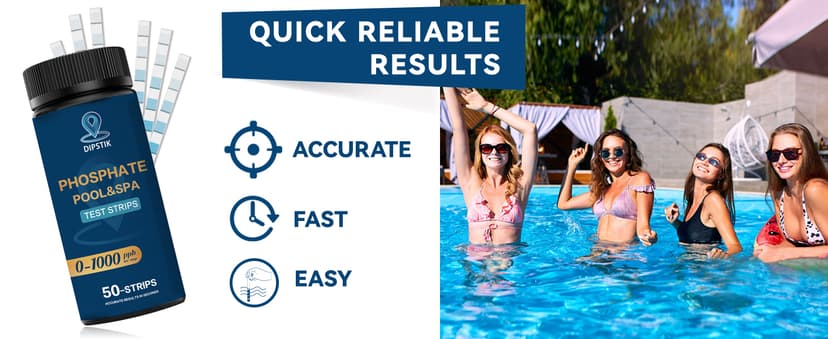 Phosphate Test Kit for Pool,50 Strips Phosphate Test Strip Quick and Accurate Swimming Hot Tub and Spa Water Testing