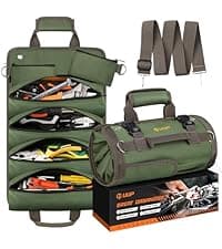 Heavy Duty Tool Bag 15-Inch, 16-Pocket Portable Empty Tool Box Organizer Storage, Toolbox Organization, Soft Handle Large Zipper Carrying Toolbag, Dad Men Mechanic Birthday Stocking Stuffer Gifts