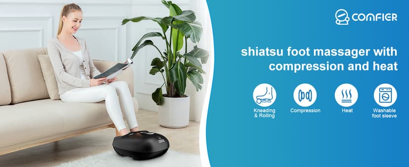 COMFIER Shiatsu Foot Massager with Heat,Vibration,Rolling Compression,FSA Eligible Feet Massager Machine for Plantar Fasciitis,Neuropathy Pain, Fits Size up to 13“,Christmas Gifts for Women,Men,HSA