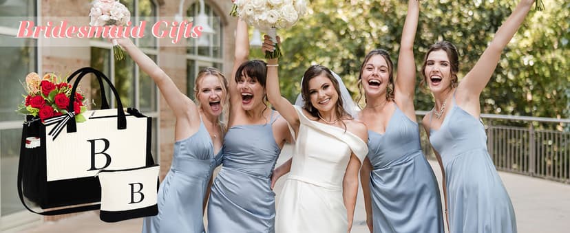 YOOLIFE Gifts for Women - Initial Tote Bag & Makeup Bag, Birthday Gifts for Women Mom Wife Teacher Friend